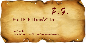 Petik Filoméla névjegykártya